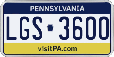 PA license plate LGS3600