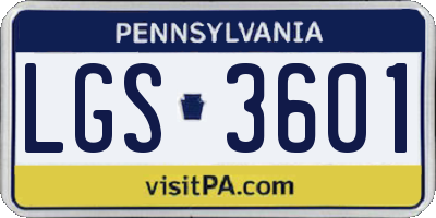 PA license plate LGS3601