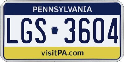 PA license plate LGS3604