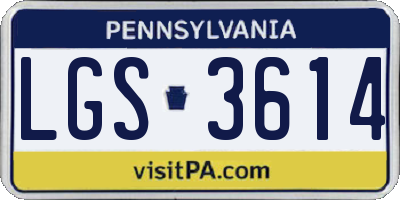 PA license plate LGS3614