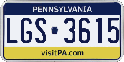 PA license plate LGS3615