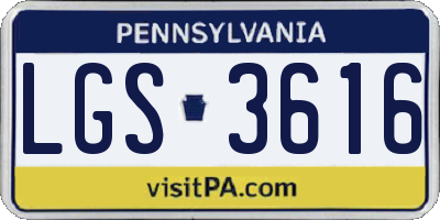 PA license plate LGS3616