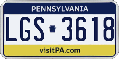 PA license plate LGS3618