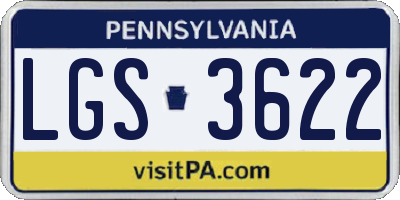 PA license plate LGS3622