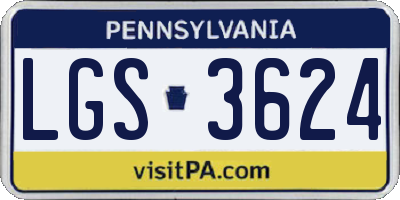 PA license plate LGS3624