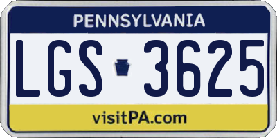 PA license plate LGS3625