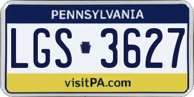 PA license plate LGS3627