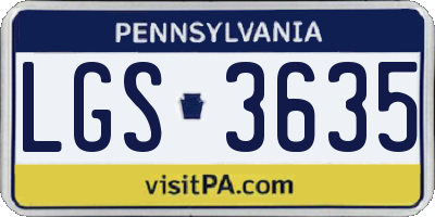PA license plate LGS3635