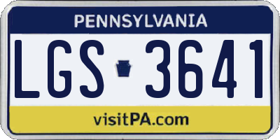PA license plate LGS3641
