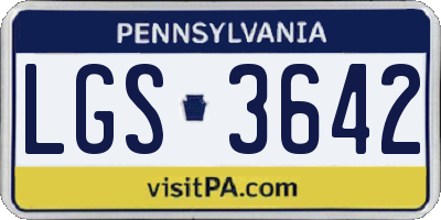 PA license plate LGS3642