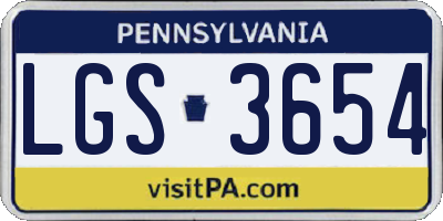 PA license plate LGS3654