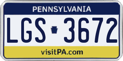 PA license plate LGS3672
