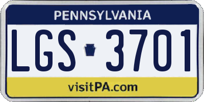 PA license plate LGS3701