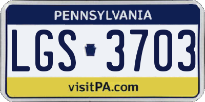 PA license plate LGS3703