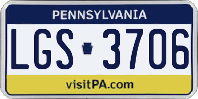 PA license plate LGS3706