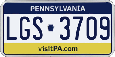PA license plate LGS3709