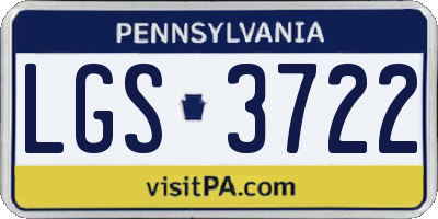 PA license plate LGS3722