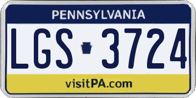 PA license plate LGS3724