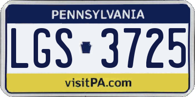 PA license plate LGS3725