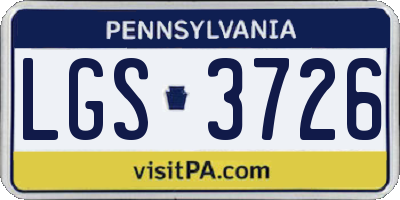 PA license plate LGS3726