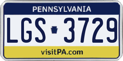 PA license plate LGS3729