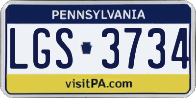 PA license plate LGS3734