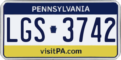 PA license plate LGS3742