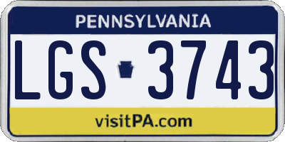 PA license plate LGS3743