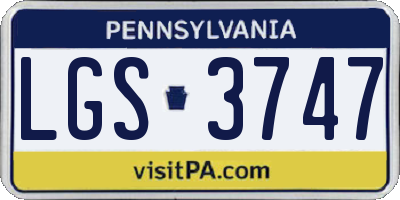 PA license plate LGS3747