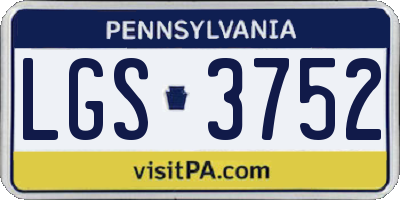 PA license plate LGS3752