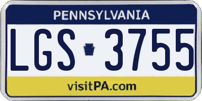 PA license plate LGS3755
