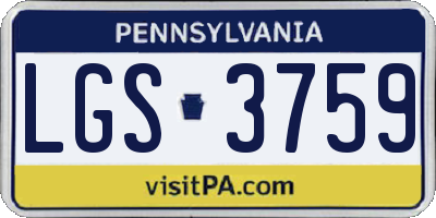 PA license plate LGS3759