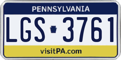 PA license plate LGS3761