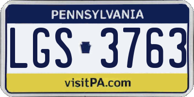 PA license plate LGS3763