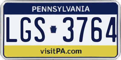 PA license plate LGS3764