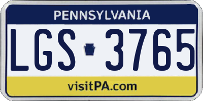 PA license plate LGS3765