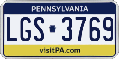 PA license plate LGS3769
