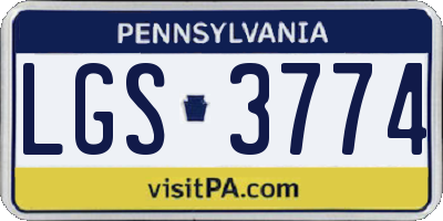 PA license plate LGS3774