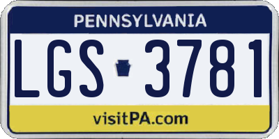PA license plate LGS3781