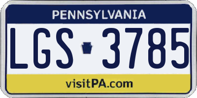 PA license plate LGS3785