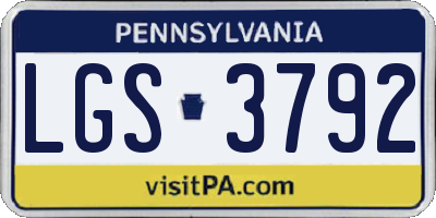 PA license plate LGS3792