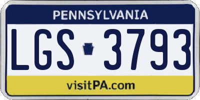 PA license plate LGS3793