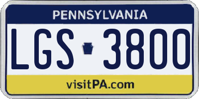 PA license plate LGS3800