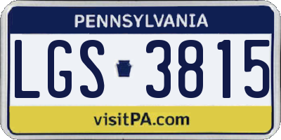 PA license plate LGS3815