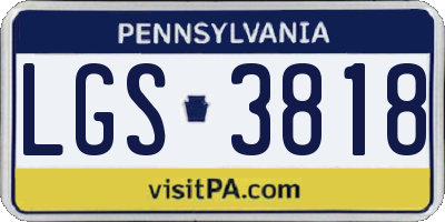 PA license plate LGS3818