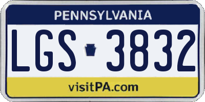 PA license plate LGS3832