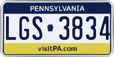 PA license plate LGS3834