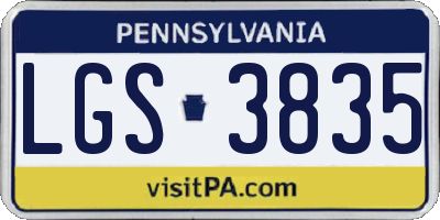 PA license plate LGS3835