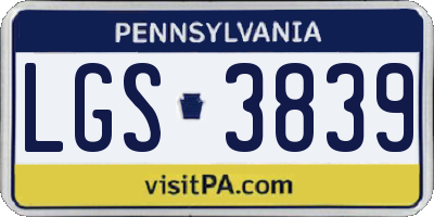 PA license plate LGS3839