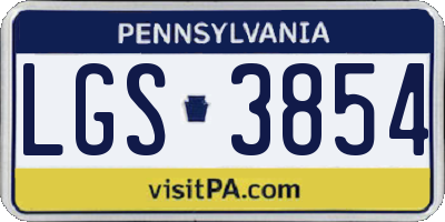 PA license plate LGS3854